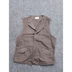 BEOTYSHOW Vest Mens XL Brown Cotton Snap Western Workwear Utility Pockets B3V458